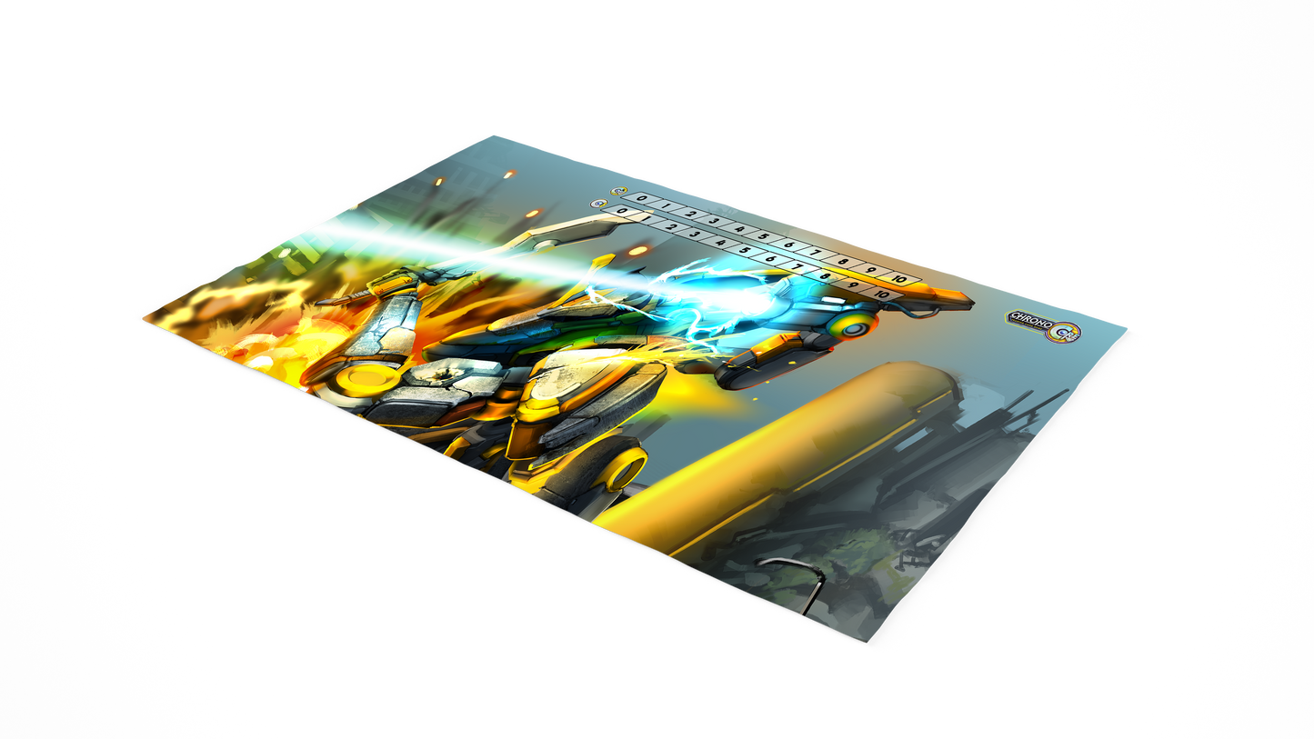 Chrono Core Pegasus full-art neoprene playmat featuring pilot Etienne Wasu