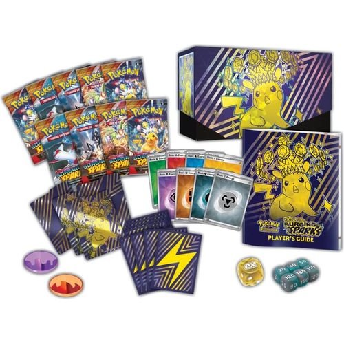 POKÉMON TCG Scarlet & Violet 8: Surging Sparks Elite Trainer Box (ETB) — showing the pack contents and inclusions — GB Toys Australia