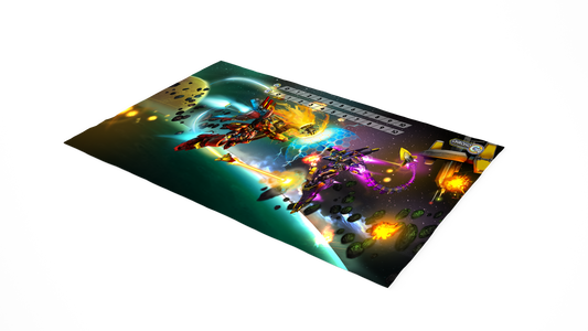 Chrono Core full-art neoprene playmat depicting Basilisk and the Knight of Chaos Tiamut