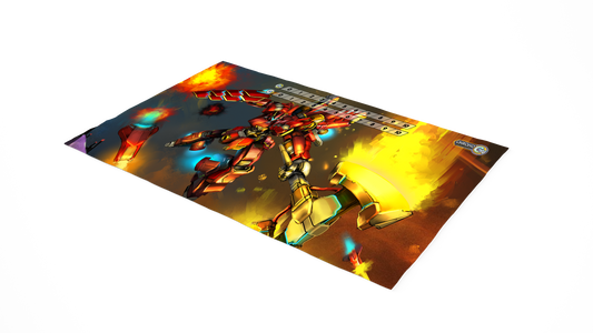Chrono Core Tiamut full-art neoprene playmat featuring pilot Romulus Arnok