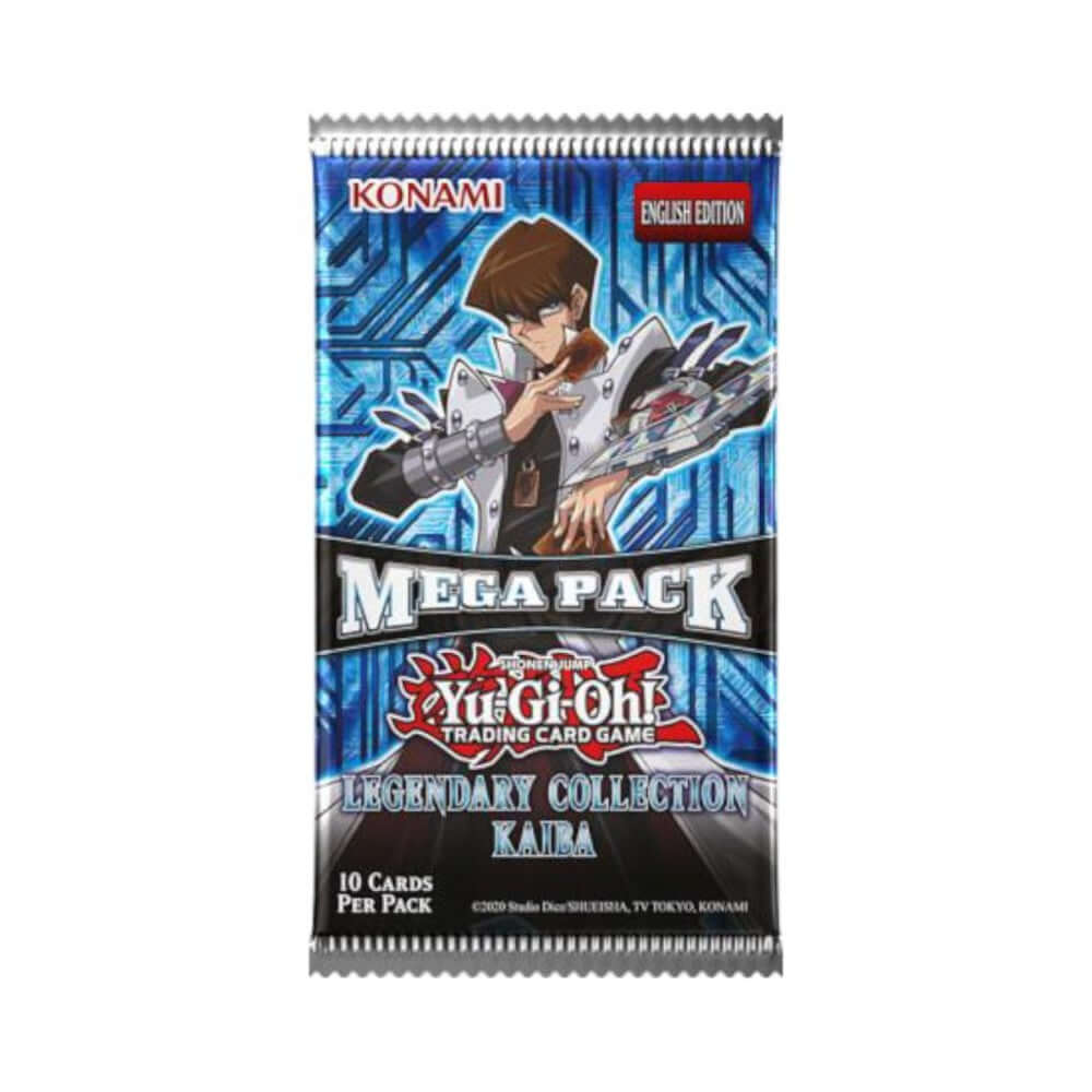 Yu-Gi-Oh! trading card game Mega Pack packaging with Konami branding on a white background